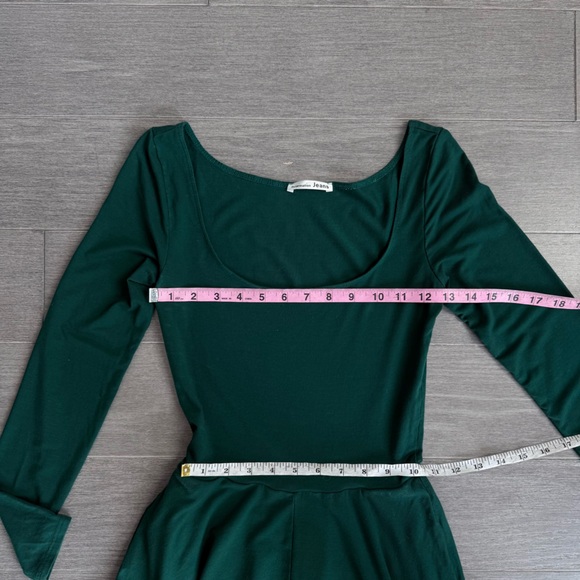 Reformation Lou Midi Dress Emerald Green XS Long Sleeve A Line Fit and Flare - Picture 15 of 16